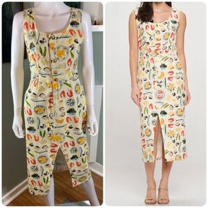SM Wardrobe Mediterranean Delights Novelty Print Midi Wiggle Sheath Dress Small